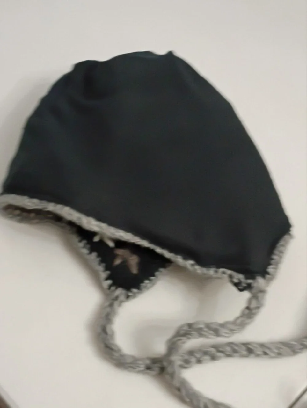 Kids Knit Earflap Hat in Gray & Black - Handcrafted Style